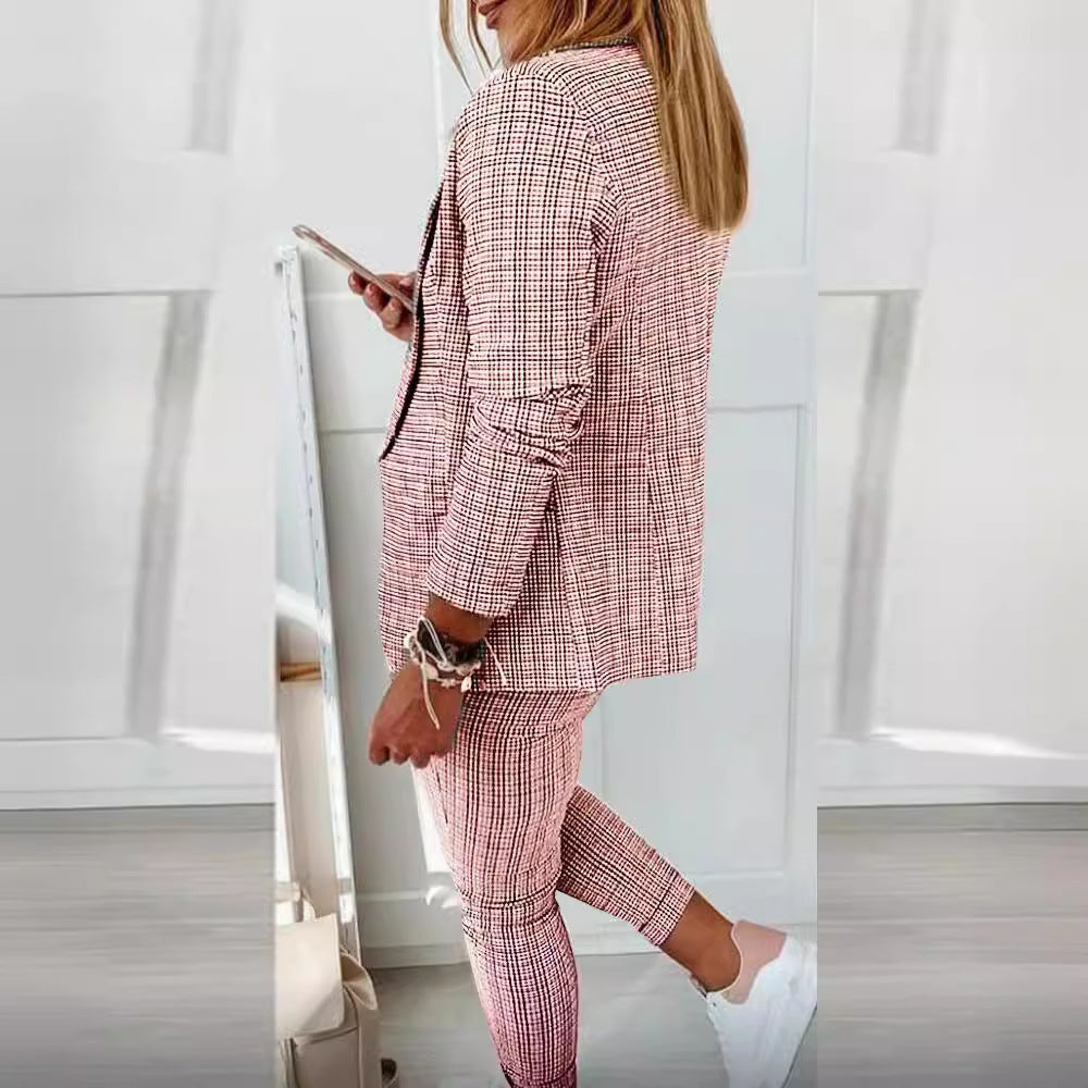 Damen Karierter Blazer mit lässigem Schnitt Drune