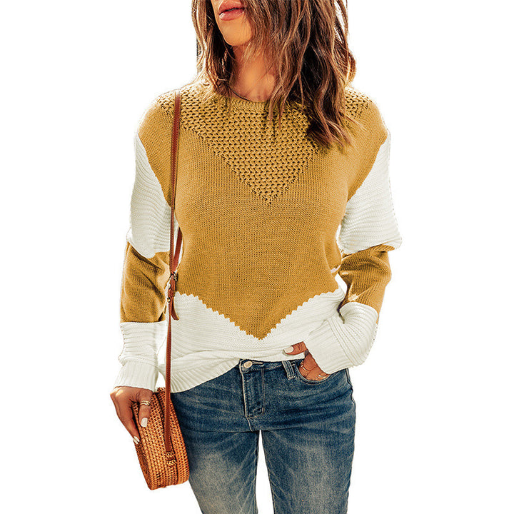 Damen Strickpullover mit modernem Farbblock und strukturiertem Design Drune