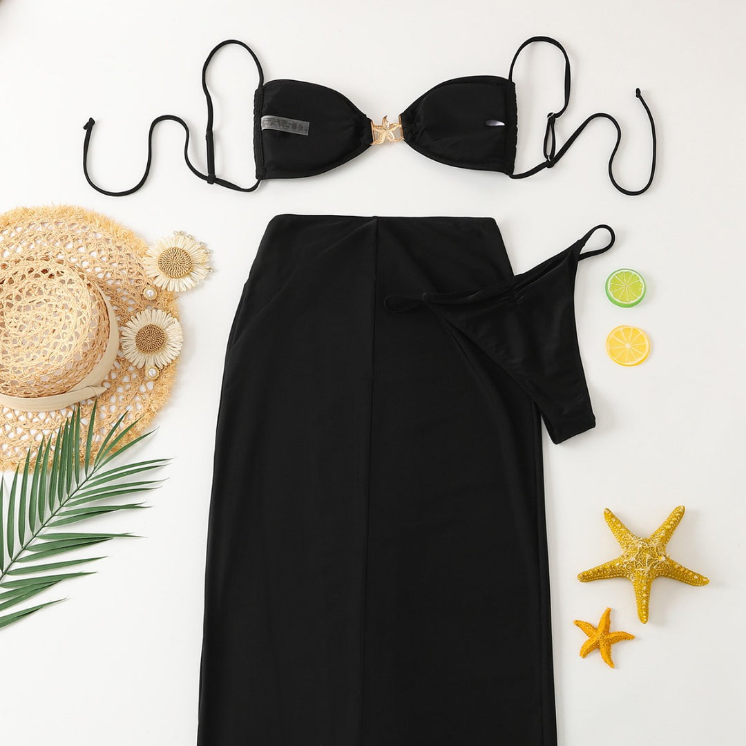 Damen Elegantes Bikini-Set mit modischem Wickelrock Drune