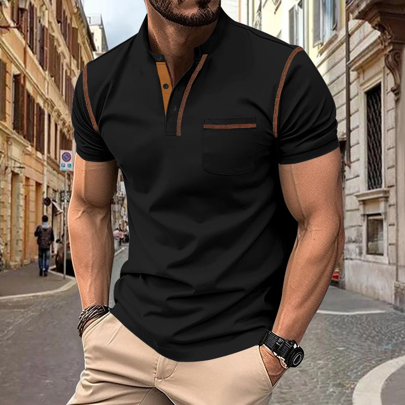 Herren shirt mit modernem Henley-Kragen und praktischen Brusttasche Drune
