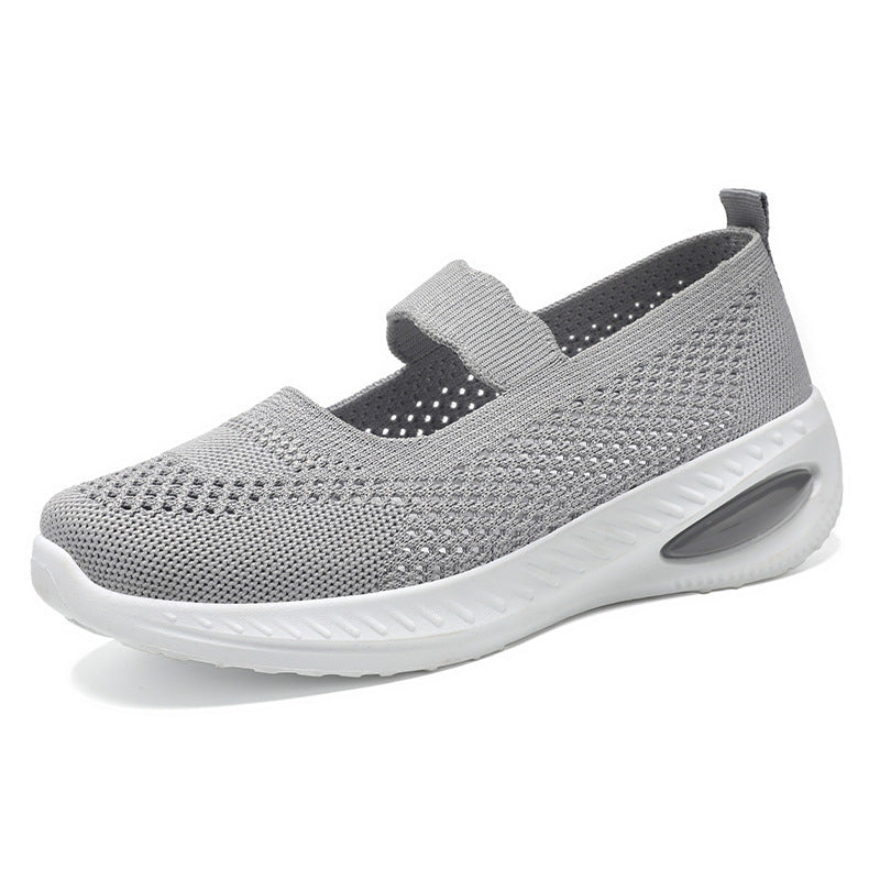 Damen nan gestrickter Mary-Jane Komfort-Sneaker mit elastischem Riemen und sichtbarer Luftkissen-Zwischensohle Drune