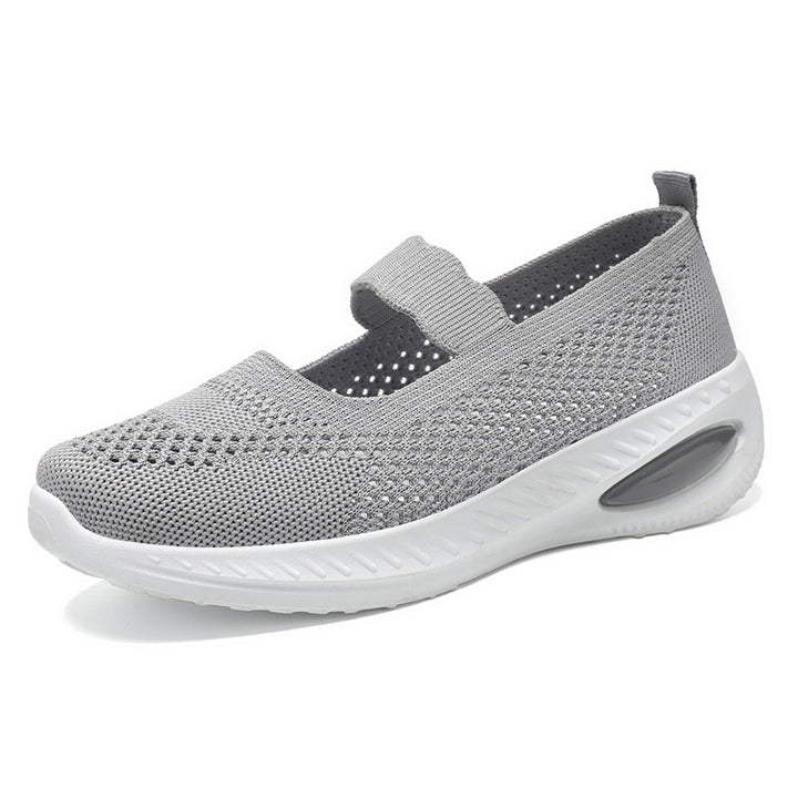 Damen nan gestrickter Mary-Jane Komfort-Sneaker mit elastischem Riemen und sichtbarer Luftkissen-Zwischensohle Drune