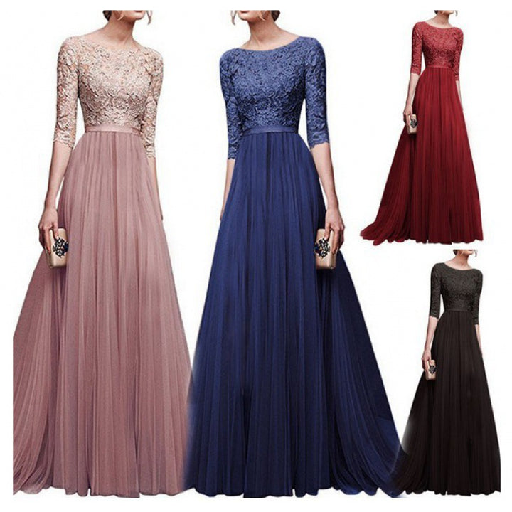 Damen Abendkleid mit eleganter Spitzenoberfläche und voluminösem Rock Drune