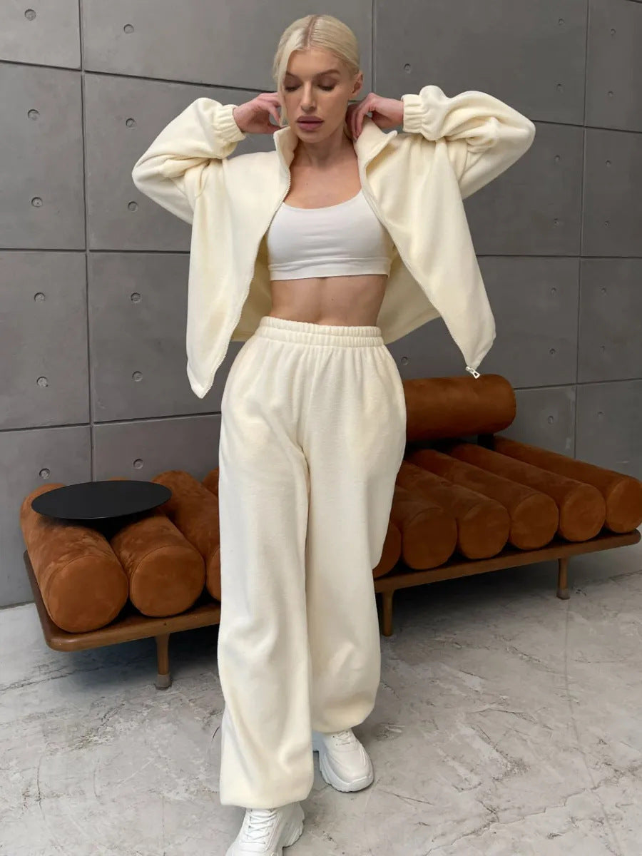 Damen Sportliche und bequeme Set mit Stehkragen Drune