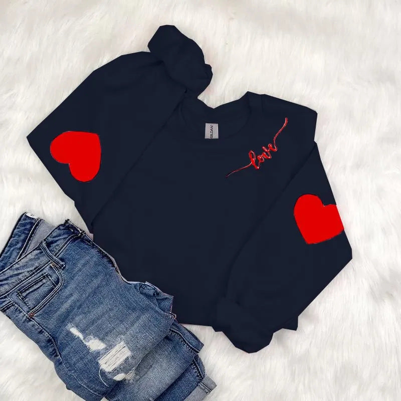 Damen Sweatshirt mit Herzen-Design und lässigem Schnitt Drune