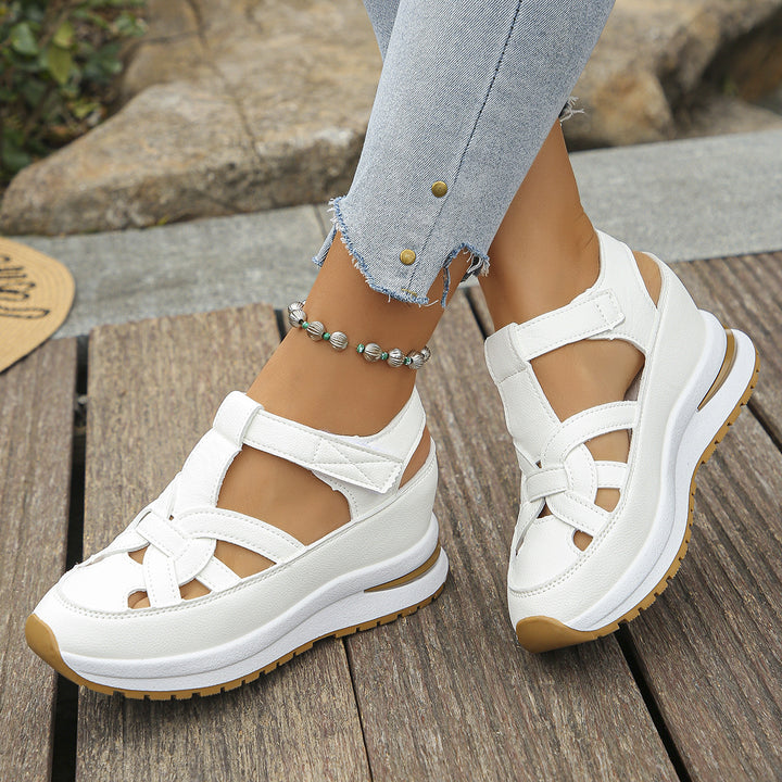 Damen nan sportliche Plateau-Sandalen mit gepolstertem Fußbett und verstellbarem Klettverschluss Drune