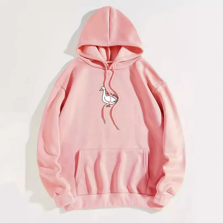 Damen Kapuzenpullover mit kreativem Gänsemotiv und weichem fleece innen Drune