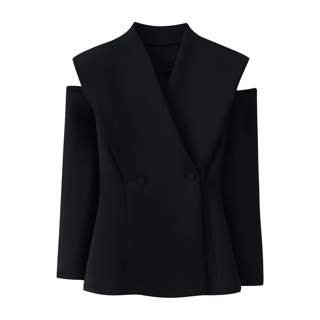 Damen elegante Blazerjacke mit modernem Schnitt und außergewöhnlichem Kragen Drune