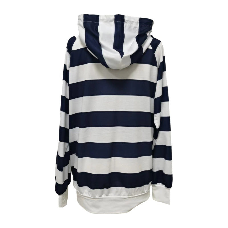 Damen Kapuzenpullover mit modischen Blockstreifen und Kängurutasche Drune