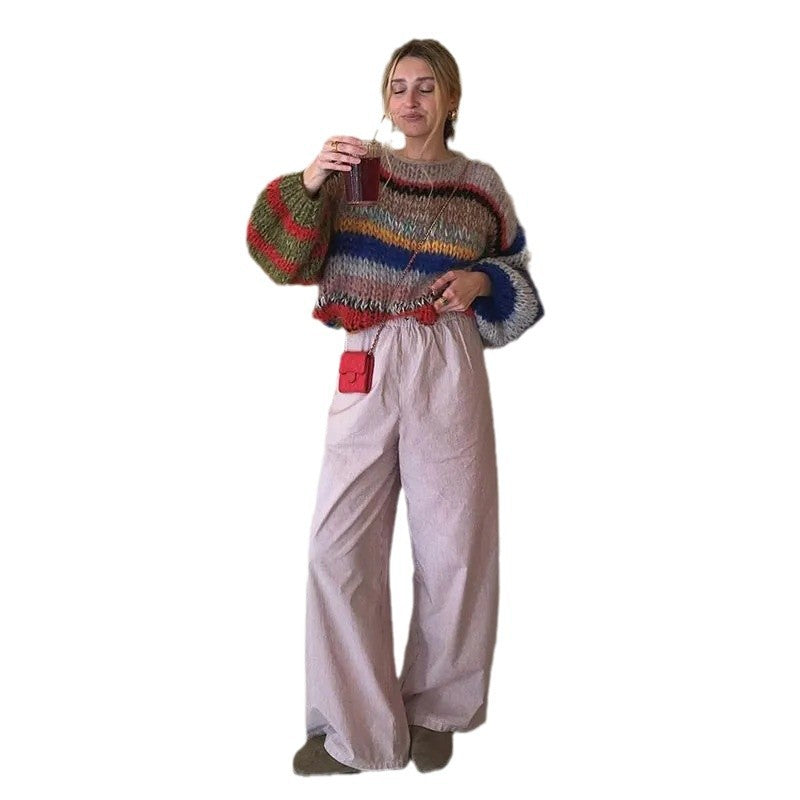 Damen Kuscheliger Strickpullover mit auffälligem Farbdesign Drune