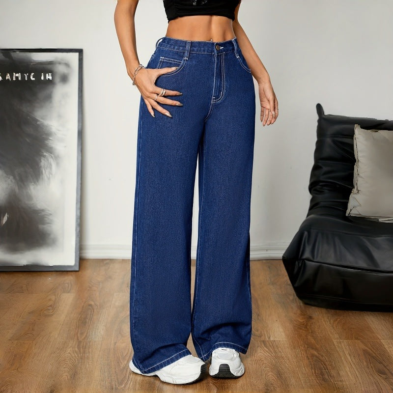 Damen Weite Denim-Hose mit hohem Bund und lässigem Schnitt Drune