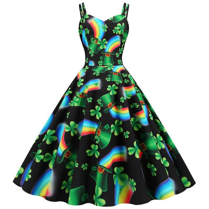 Damen verspieltes A-Linien Kleid mit leuchtendem Motiv Drune