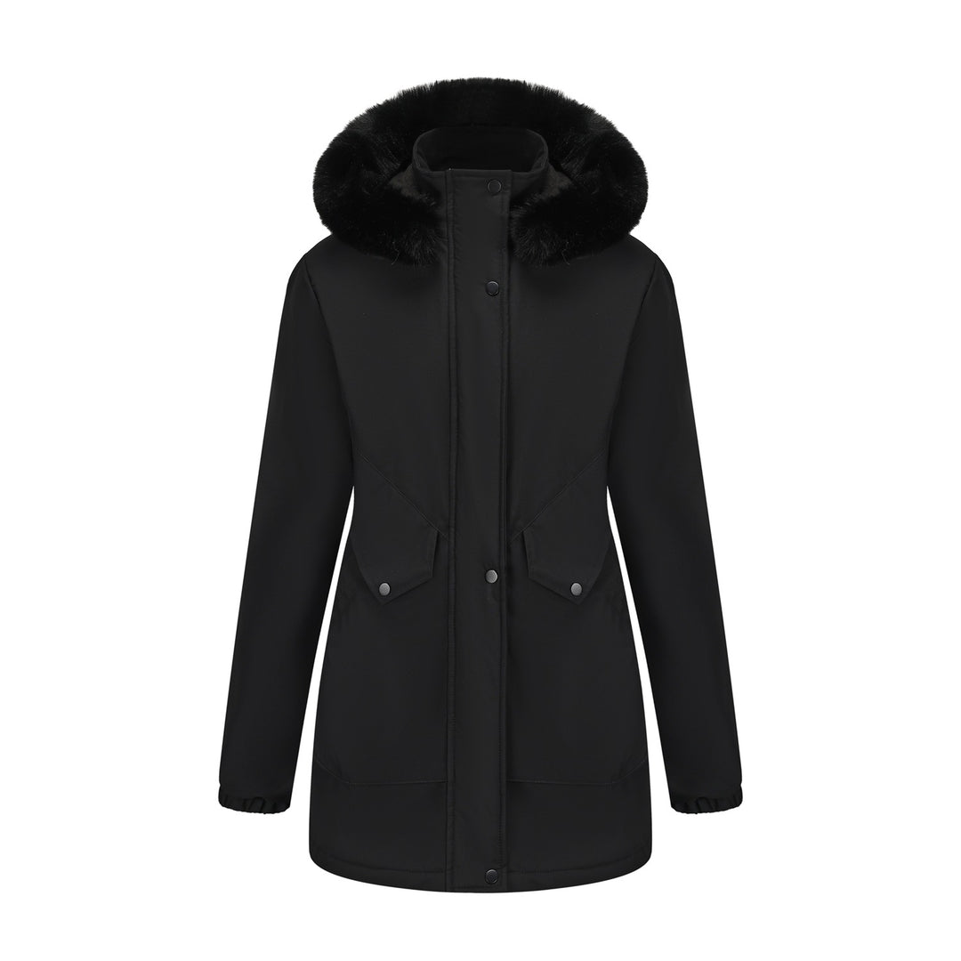 Damen wasserabweisende Parkajacke mit kuscheligem Kunstfellkragen Drune