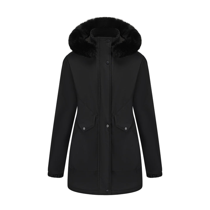 Damen wasserabweisende Parkajacke mit kuscheligem Kunstfellkragen Drune