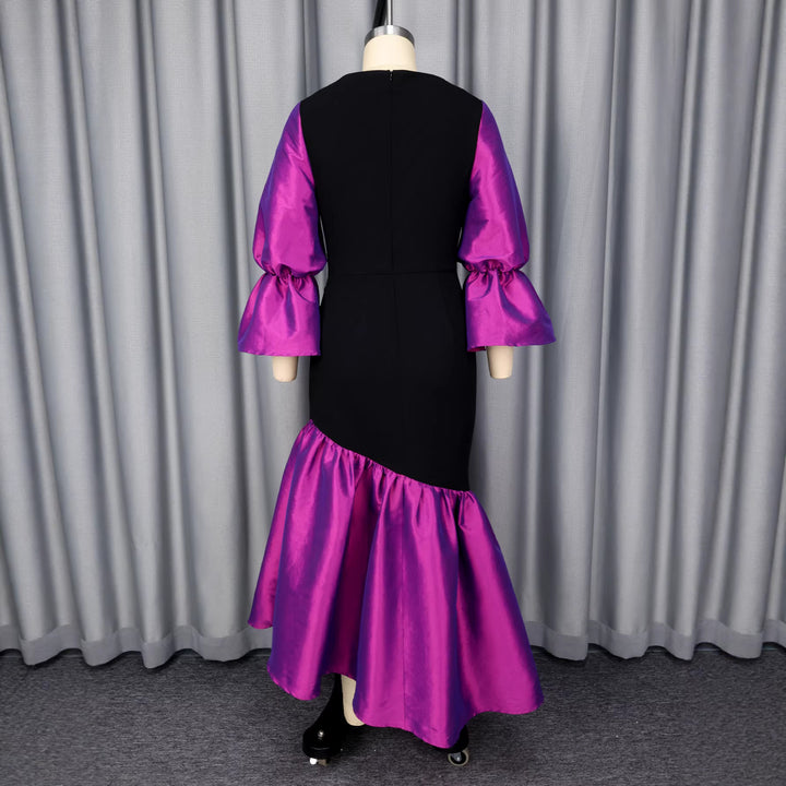 Damen Abendkleid mit voluminösen Ärmeln und elegantem Saum Drune