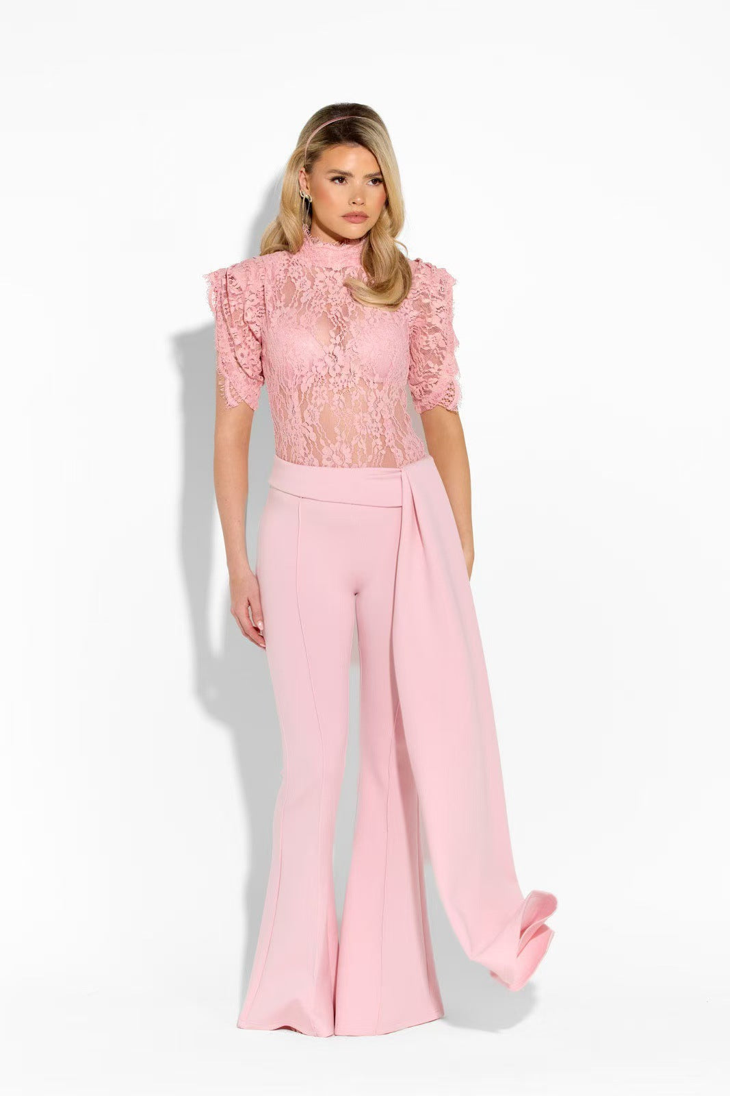 Damen Elegante Flared-Hose mit seitlichem Drapierungseffekt Drune