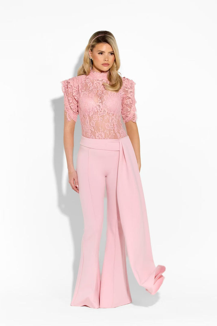 Damen Elegante Flared-Hose mit seitlichem Drapierungseffekt Drune