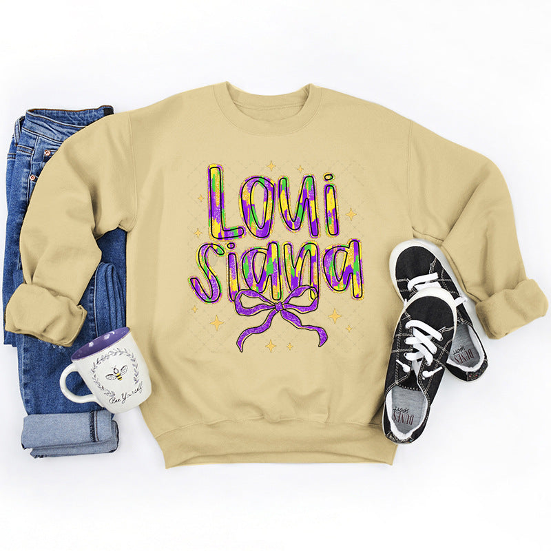 Damen Sweatshirt mit kreativem Schriftzug und weichem Innenfutter Drune