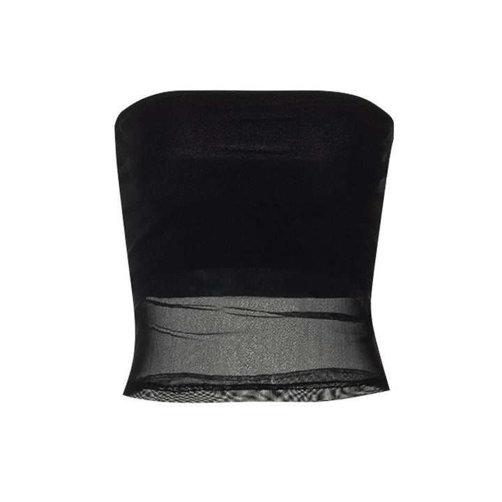 Damen bandeau Top im transparenten Design mit elastischem Material Drune