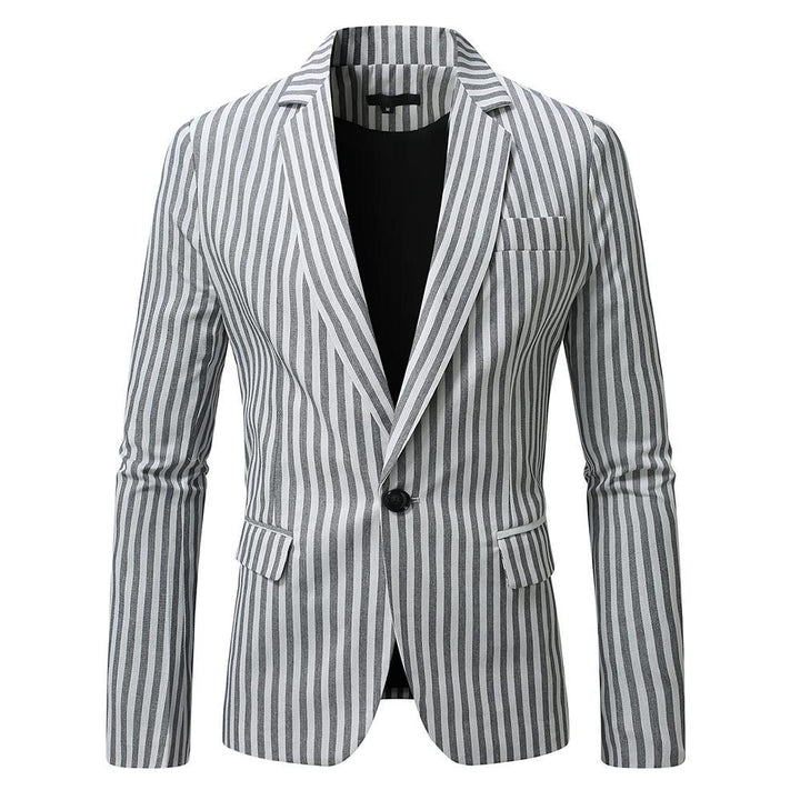 Herren nan gestreiftes Slim-Fit Sakko mit schmalem Revers und Single-Button Drune