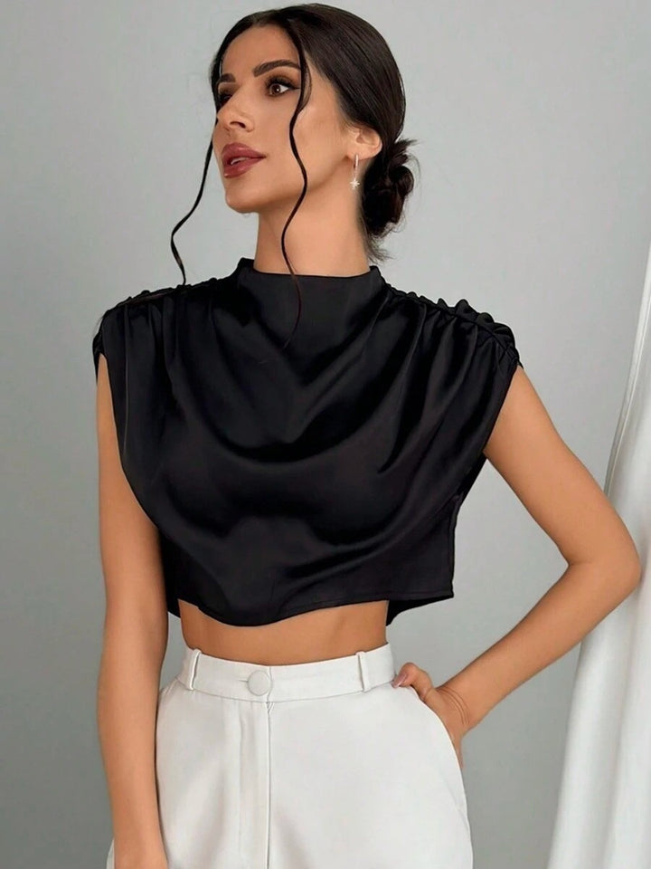 Damen Elegantes Crop-Top mit voluminösen Ärmeln und edlem Rückenausschnitt Drune