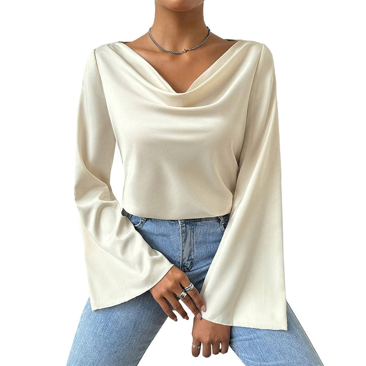 Damen Bluse mit schickem Wasserfallausschnitt und langen Ärmeln Drune