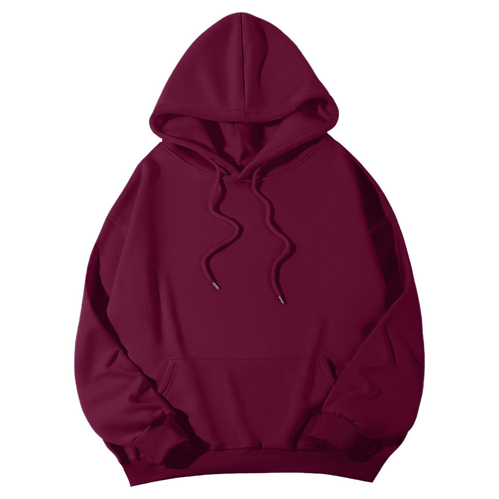 Unisex Oversize-Fleece-Hoodie mit tiefer Schulter, Kängurutasche und breitem Rippbund Drune