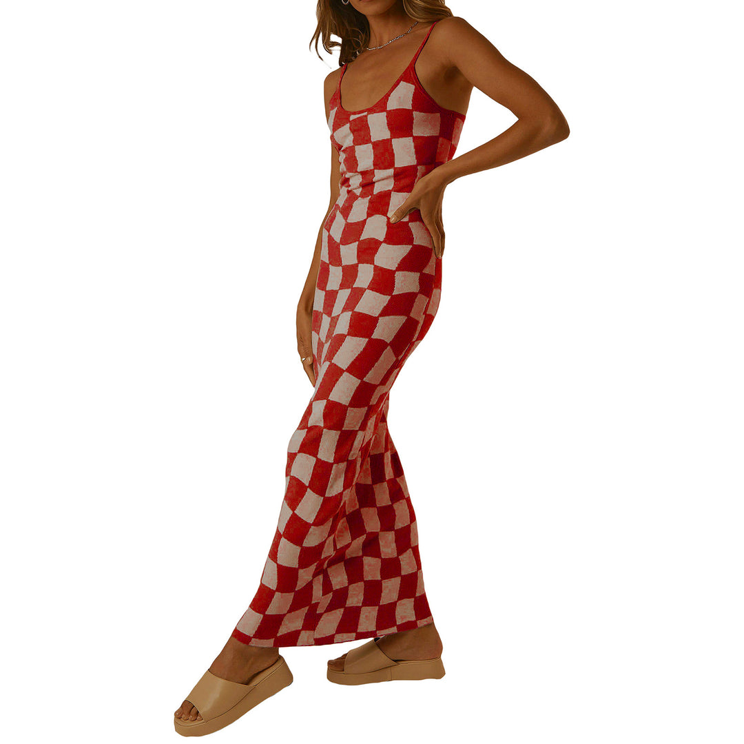 Damen Designer-Midi-Kleid mit stilvollem Grafikmuster Drune