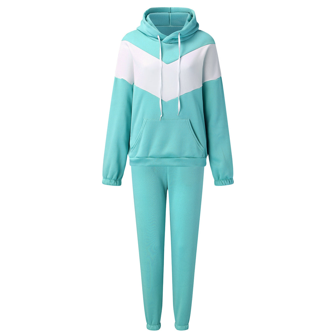 Damen Sportliches Fleece-Lounge-Set mit modernem Farbblockdesign Drune