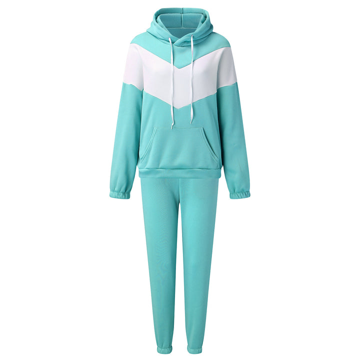 Damen Sportliches Fleece-Lounge-Set mit modernem Farbblockdesign Drune