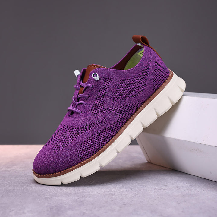 Damen nan gestrickter Derby-Sneaker mit flexibler Rillenlaufsohle und gepolstertem Komfortfußbett Drune