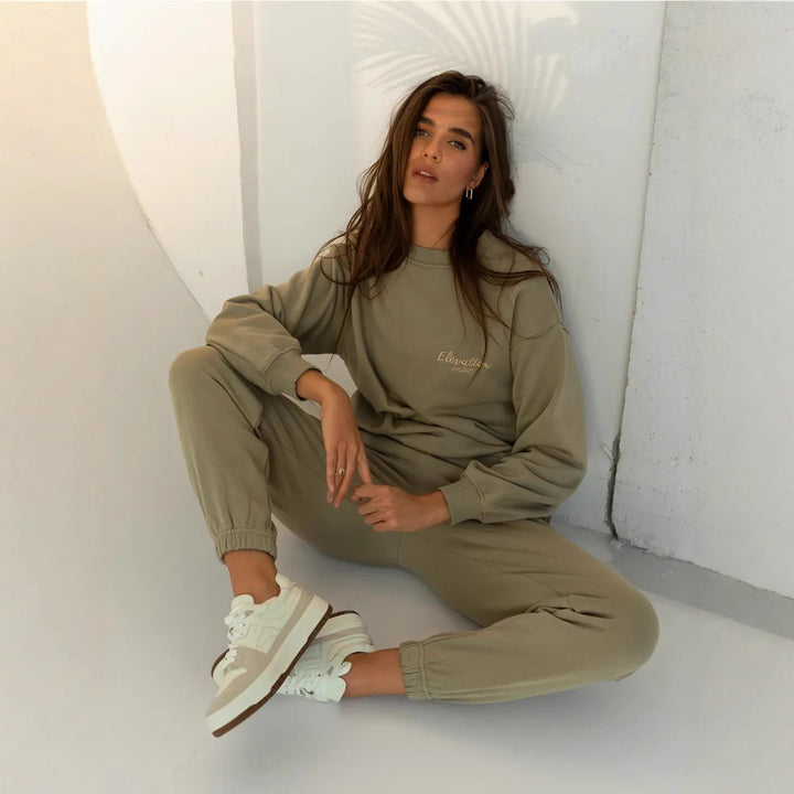 Damen lässiges Sweatshirt und Jogginghose Set Drune