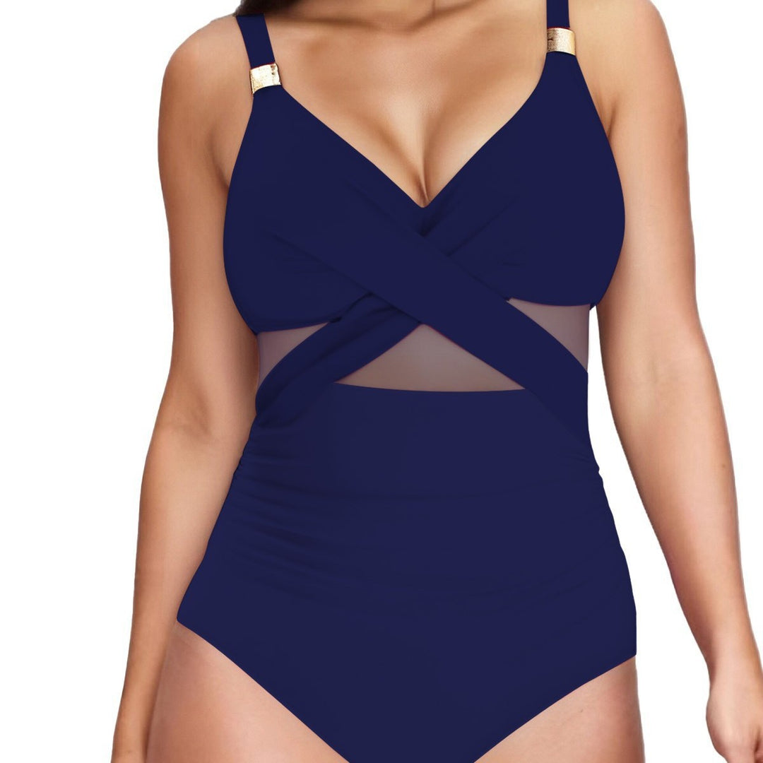Damen Eleganter Einteiler mit transparenter Einsätzen Drune
