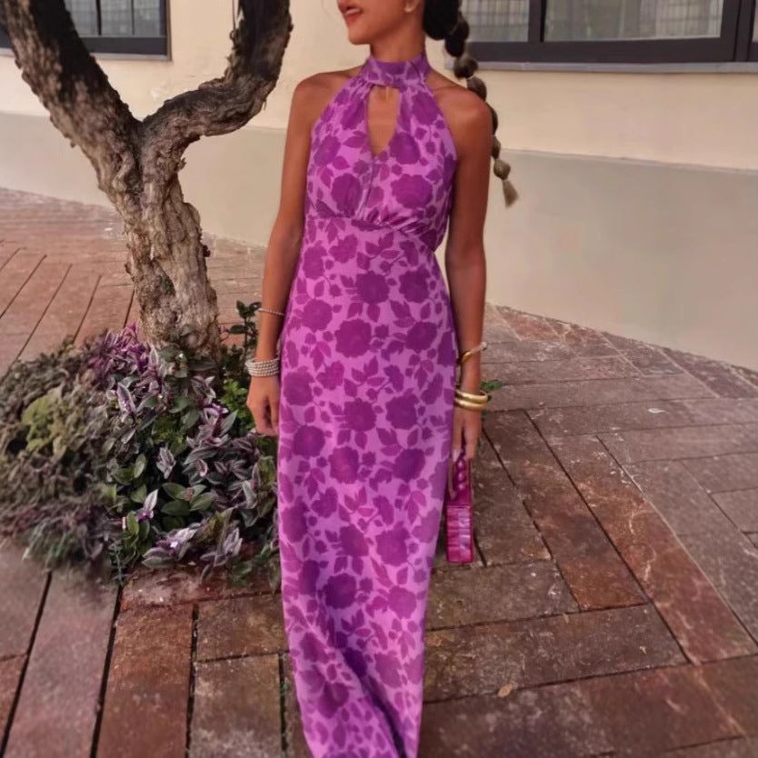 Damen Elegantes Abendkleid mit raffiniertem Ausschnitt und floralem Design Drune