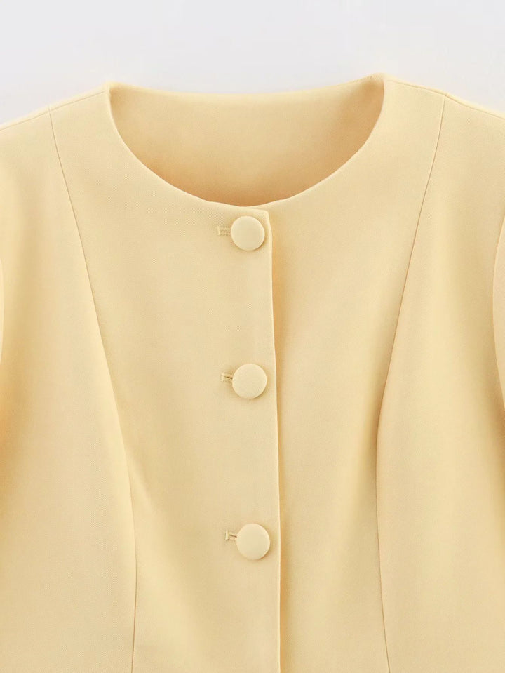 Damen eleganter Blazer mit modischem Schnitt und dekorativen Knopfdetails Drune
