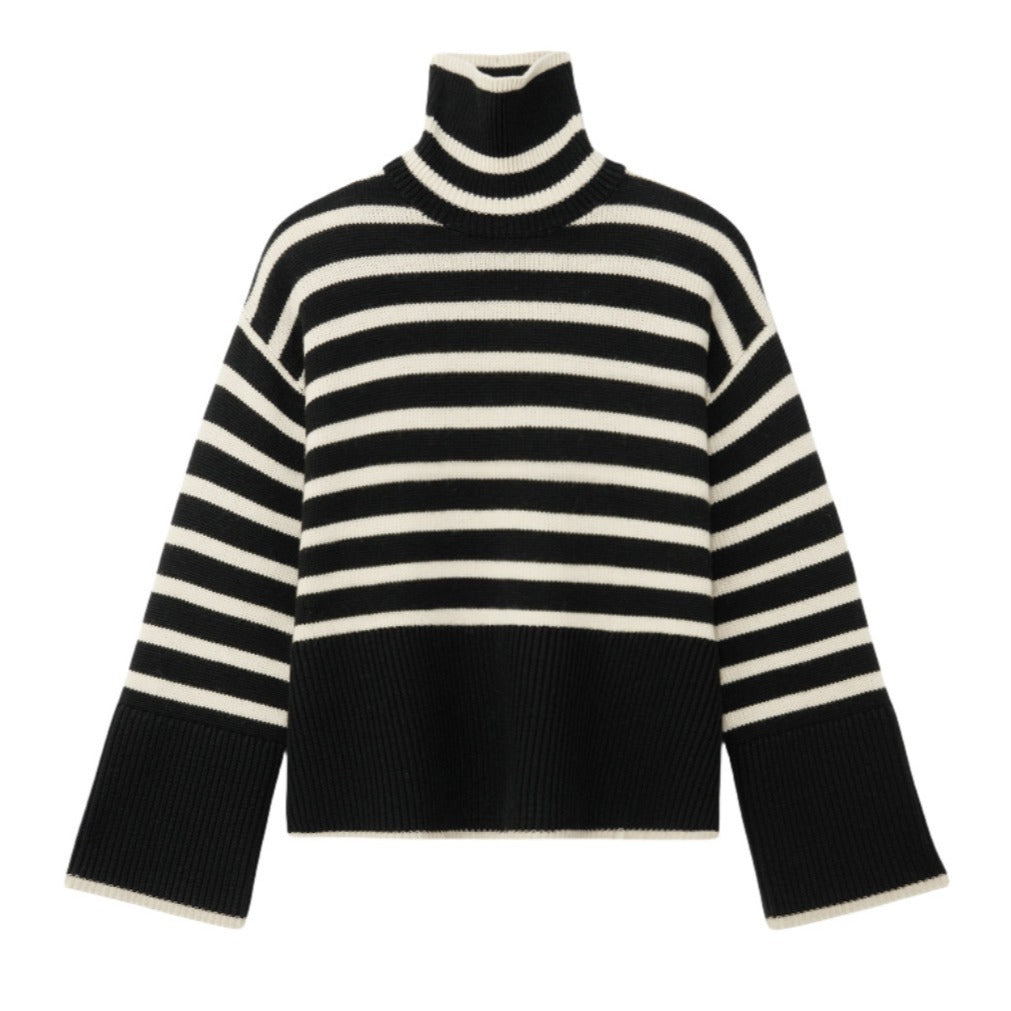 Damen Strickpullover mit Rollkragen und breiten Ärmeln Drune