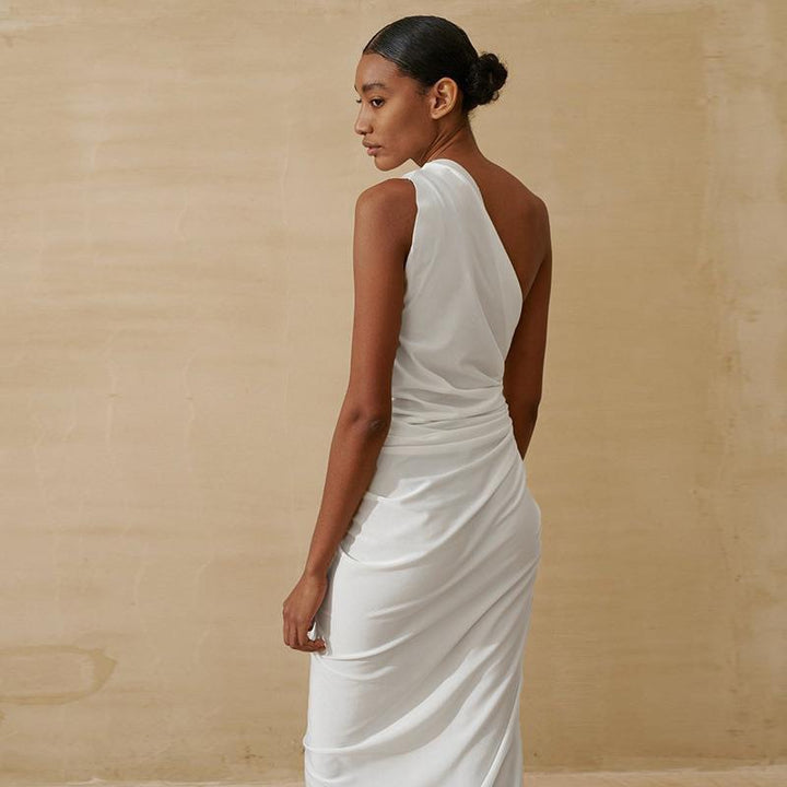 Damen Elegantes Wickelkleid mit schimmerndem Satin und hohem Schlitz Drune