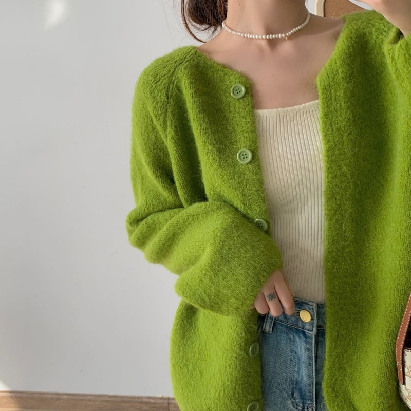 Damen kuscheliger Strickcardigan mit Knopfleiste und weitem Schnitt Drune