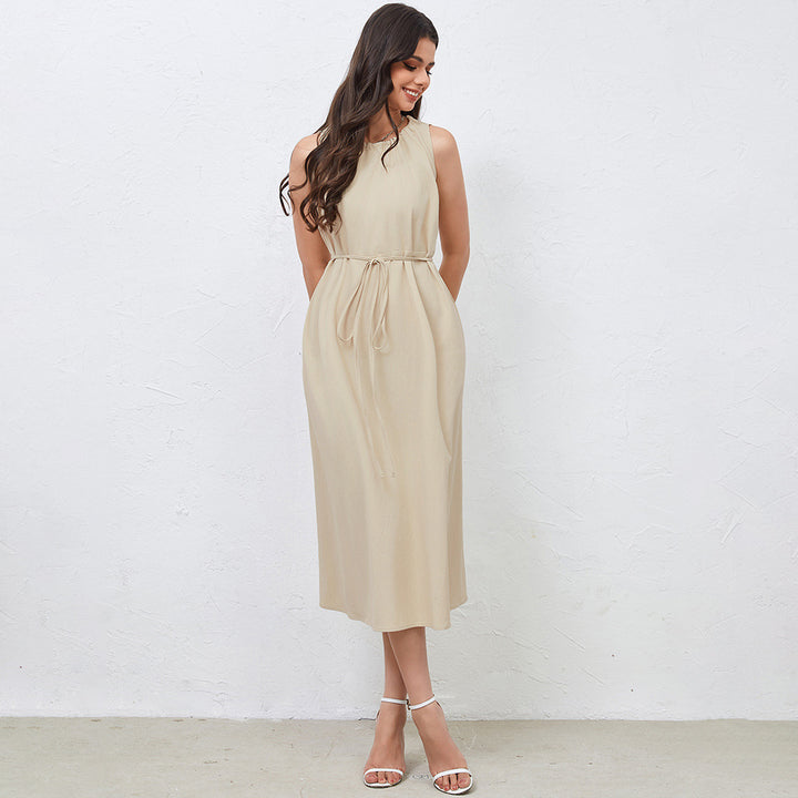 Damen Midikleid mit elegantem Kordelzug und schwingendem Saum Drune