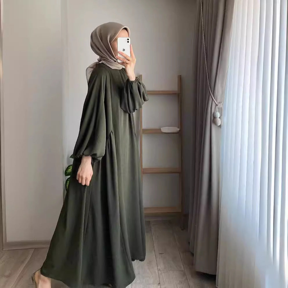 Damen elegantes Maxikleid mit voluminösen Ärmeln und fließendem Schnitt Drune