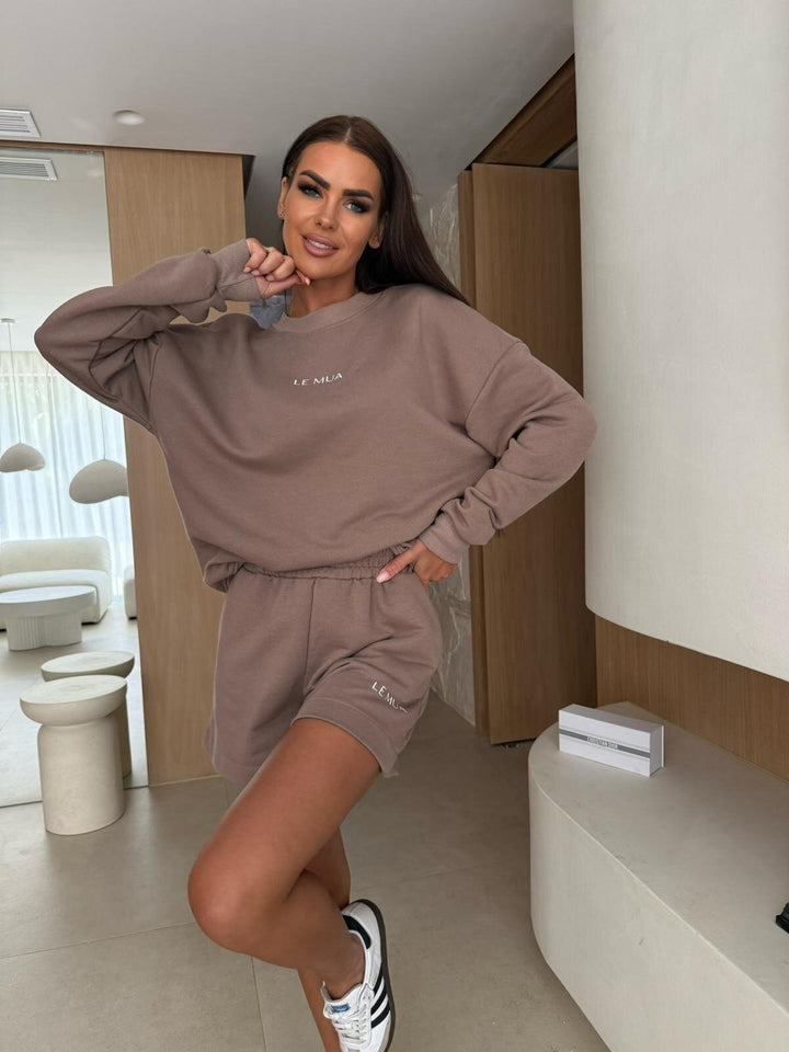 Damen lässiges Sweatshirt und Shorts-Set mit lockerer Passform Drune