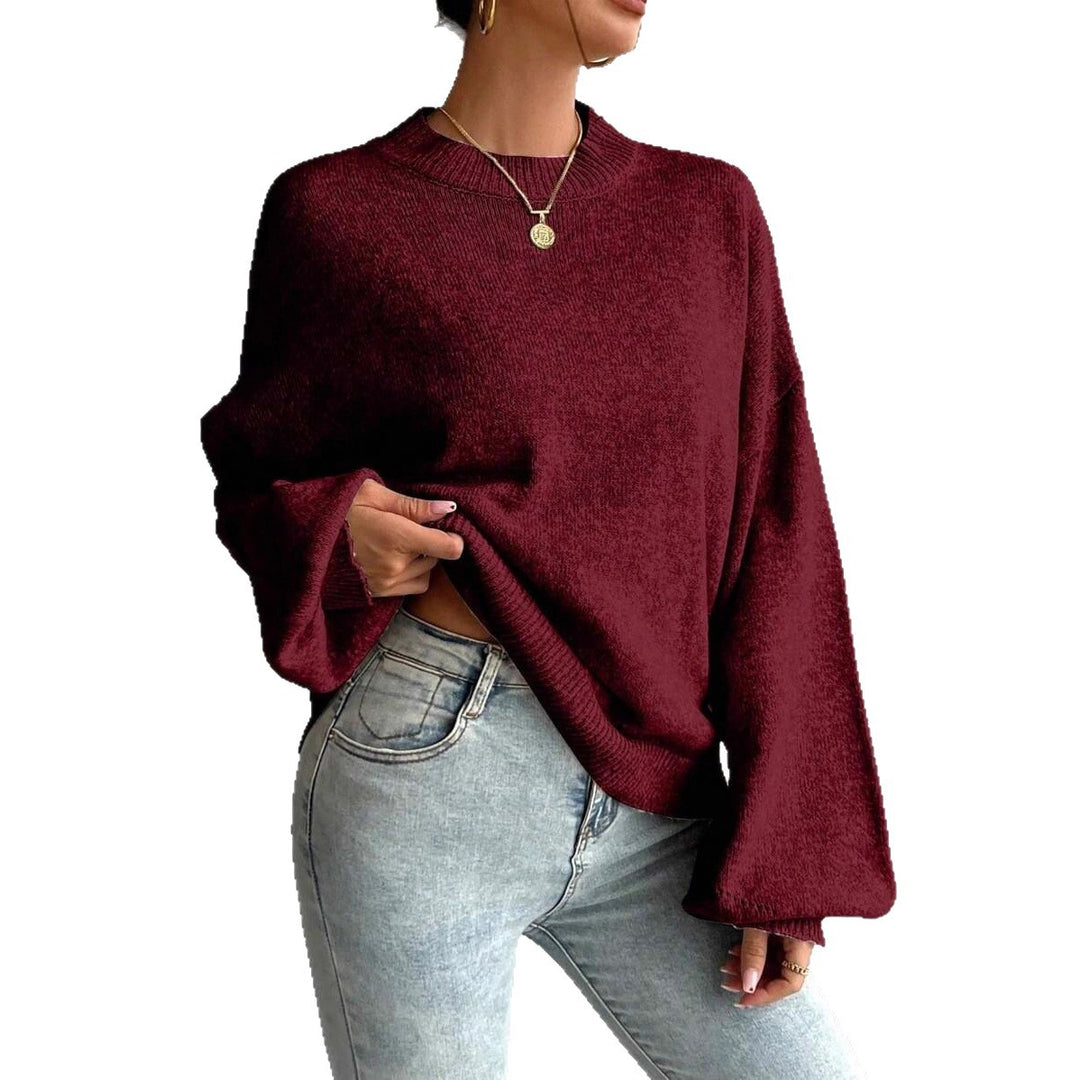 Damen lässiger Pullover mit modischen Ballonärmeln und strukturiertem Stoff Drune