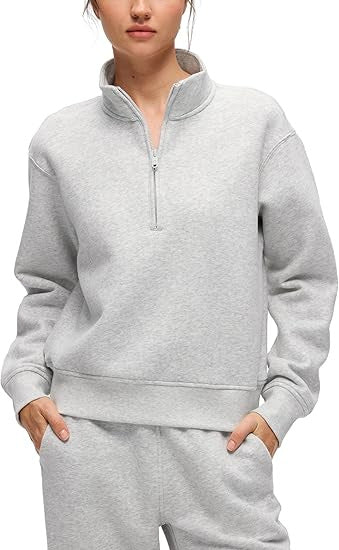 Damen sportlicher Fleece-Pullover mit Stehkragen Drune