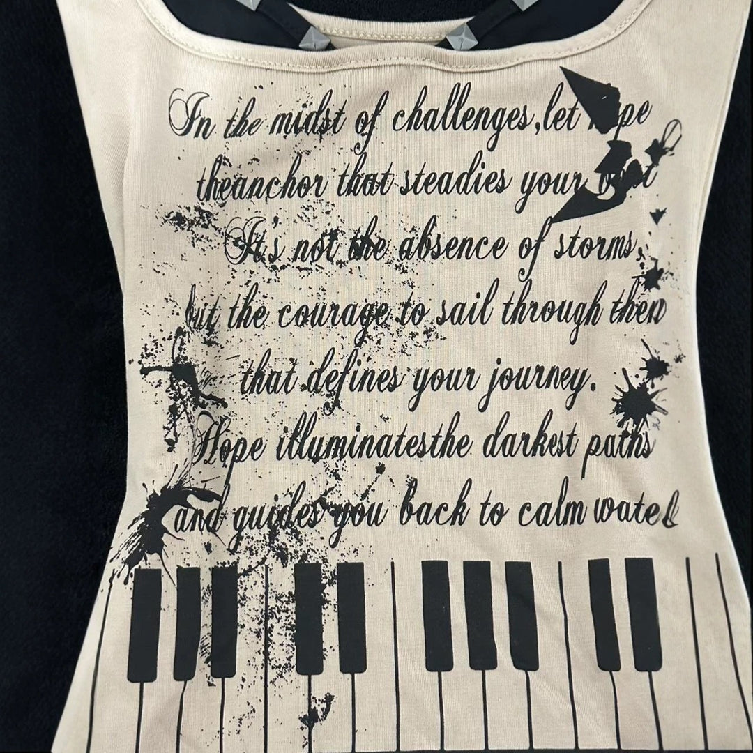 Damen musikalisches Graphic-Tanktop mit einzigartigem Schnitt Drune