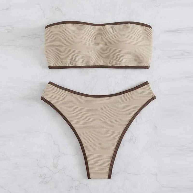 Damen Bandeau-Bikini-Set mit strukturiertem Design Drune