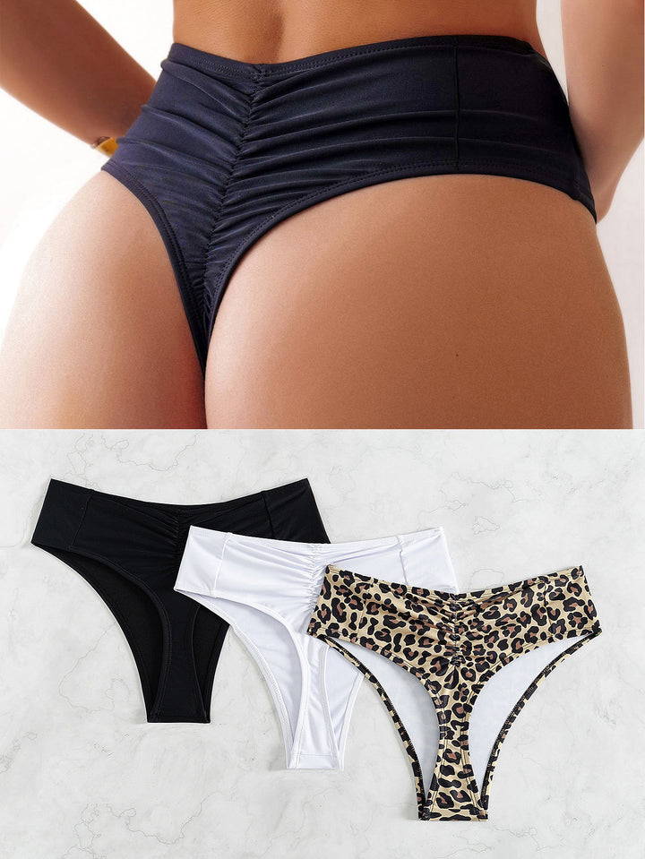 Damen Hochtaillierte Bikini-Hose mit elegantem Rüschendesign Drune