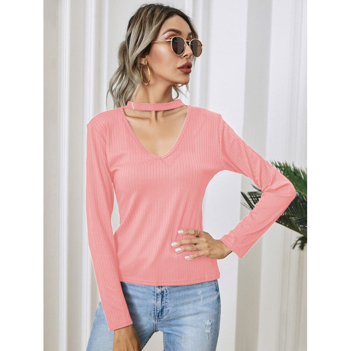Damen Langarm Bodysuit mit tiefem V-Ausschnitt und schmalem Schnitt Drune