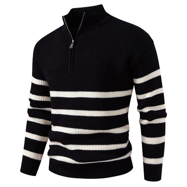 Herren modischer Rollkragenpullover mit strukturiertem Design und halbem Reißverschluss Drune