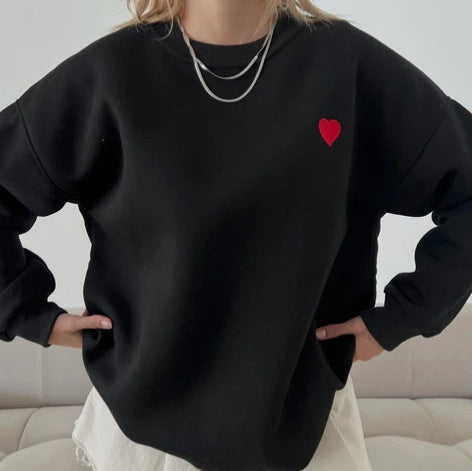 Damen Sweatshirt mit Herz-Detail Drune