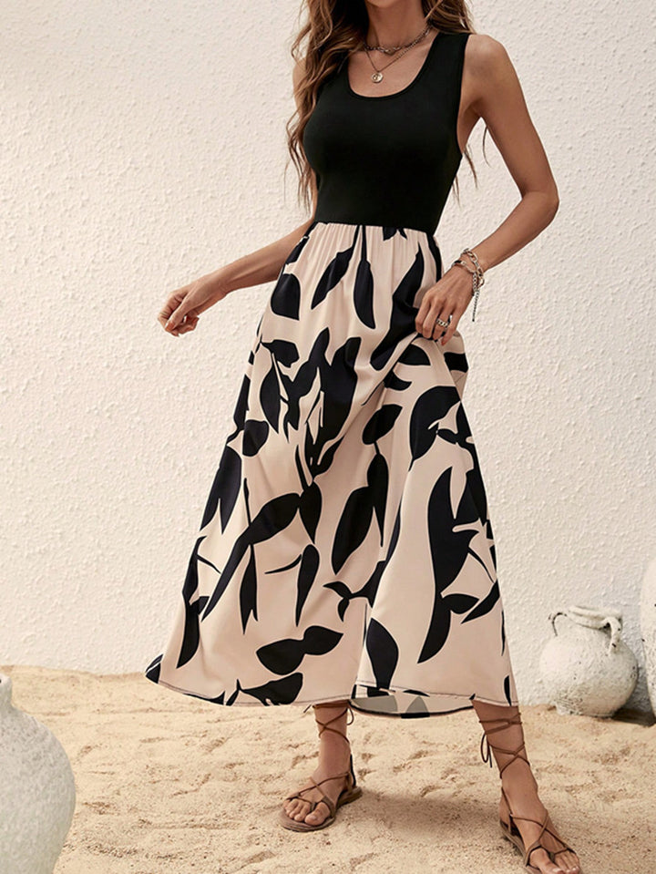 Damen Elegantes Maxi-Kleid mit floralem Druckoverlay ww